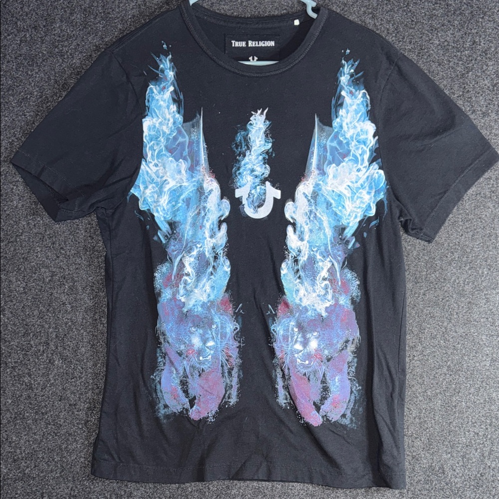 True Religion Black‎ and Blue Graphic T-Shirt